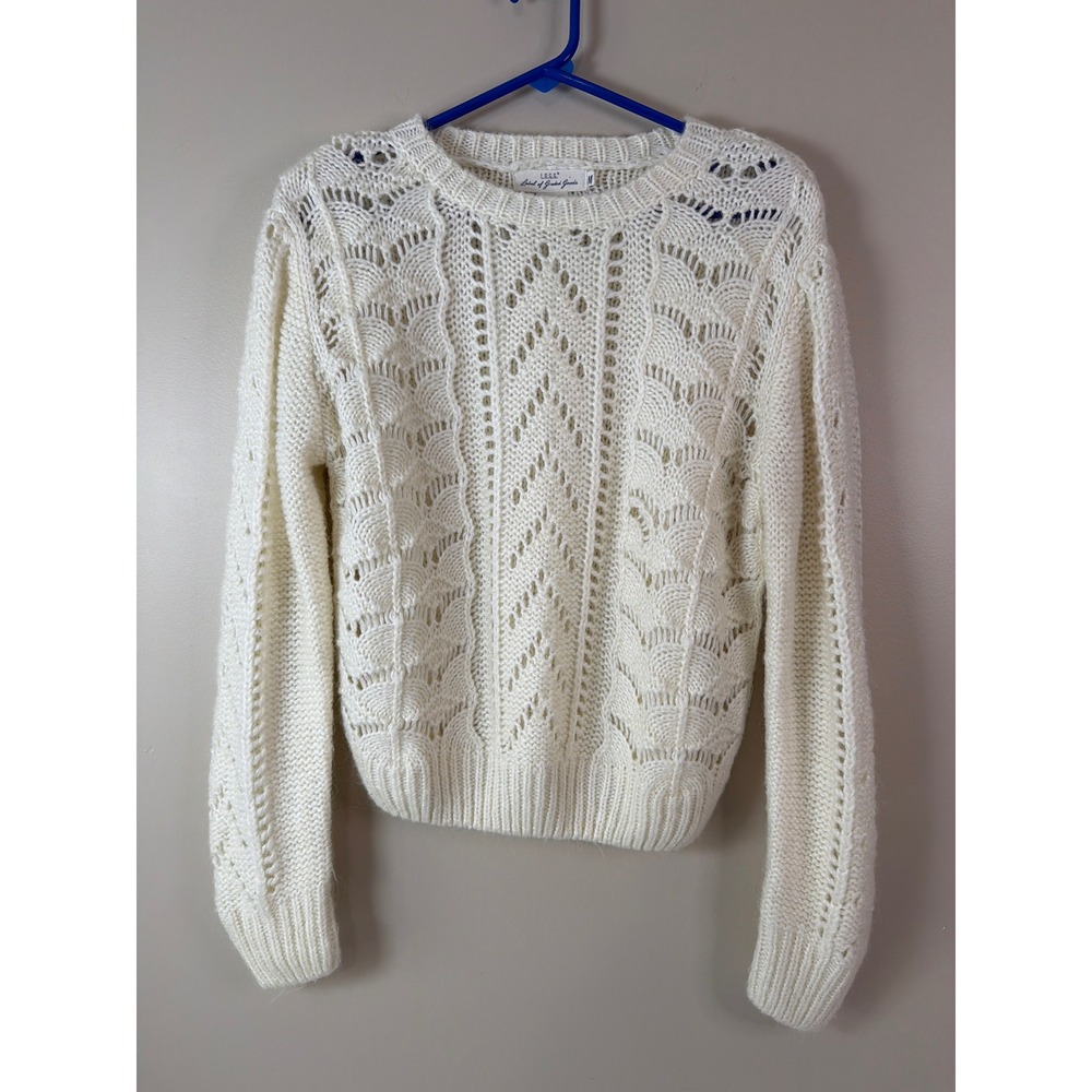 H&M LOGG Pointelle Mohair Blend Open Knit Sweater Feminine Boho